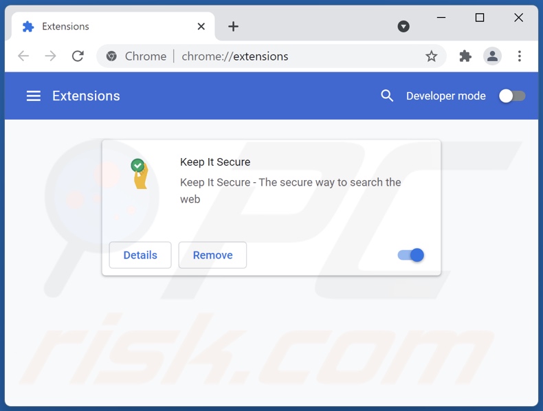 Usuwanie rozszerzeń powiązanych z keepitsecure.today z Google Chrome