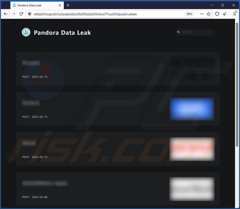 Witryna z wyciekiem danych ransomware pandora
