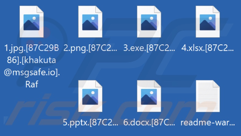 Pliki zaszyfrowane przez ransomware Raf (rozszerzenie .Raf)
