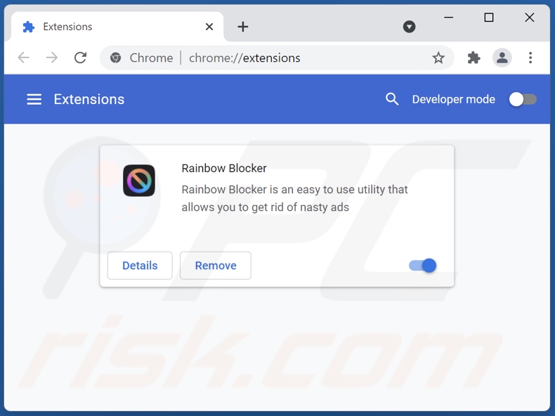 Usuwanie reklam Rainbow Blocker z Google Chrome krok 2