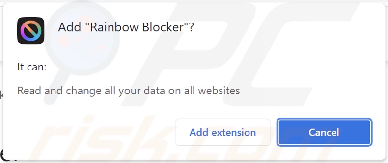 Adware Rainbow Blocker proszące o pozwolenia