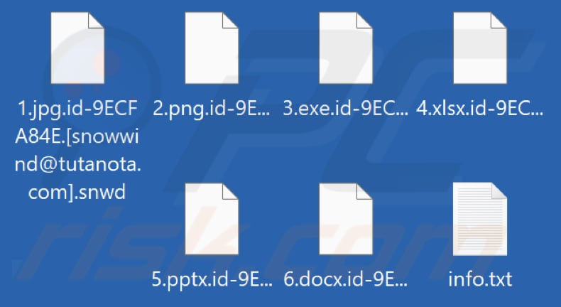 Pliki zaszyfrowane przez ransomware Snwd (rozszerzenie .snwd)