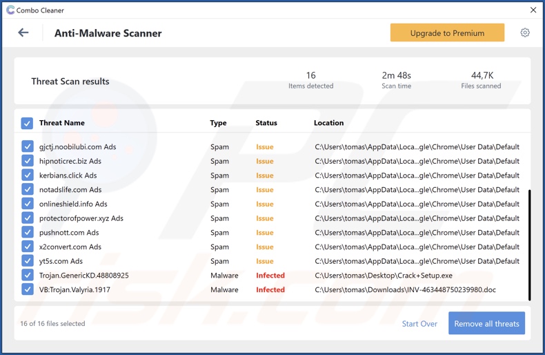 Malware 17uoEtuihi6Lsg4hdedT7PUhF4FNgBPD2F wykryte przez Combo Cleaner