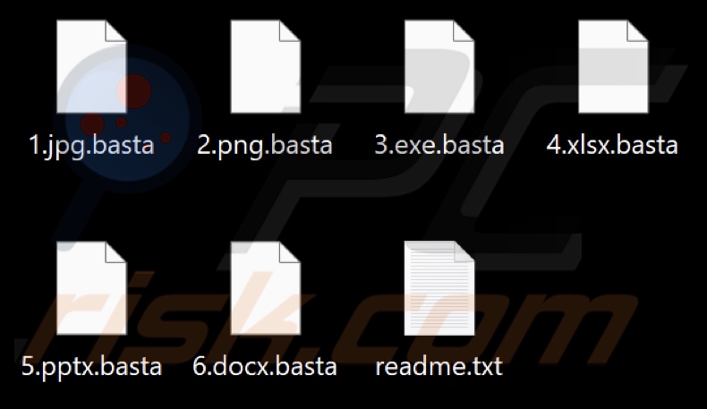 Pliki zaszyfrowane przez ransomware Black Basta (rozszerzenie .basta)