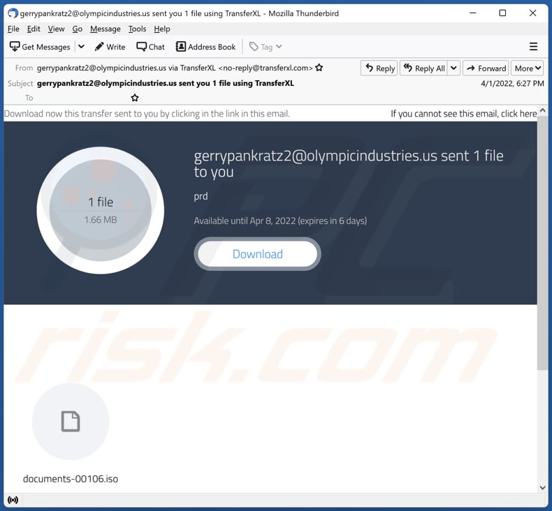 Złośliwy e-mail rozsyłający malware Bumblebee