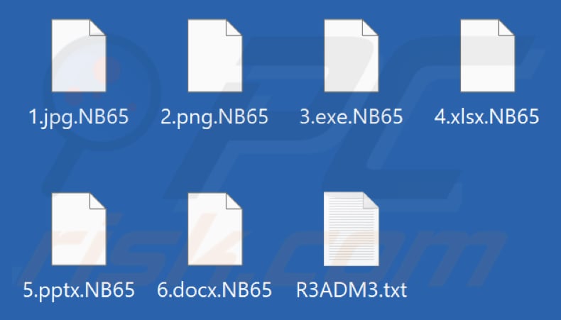 Pliki zaszyfrowane przez ransomware NB65 (rozszerzenie .NB65)