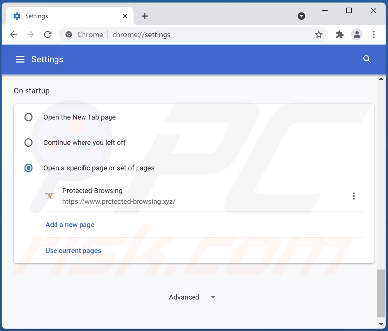 Usuwanie protected-browsing.xyz ze strony domowej Google Chrome