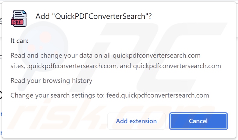 Porywacz przeglądarki QuickPDFConverterSearch proszący o uprawnienia