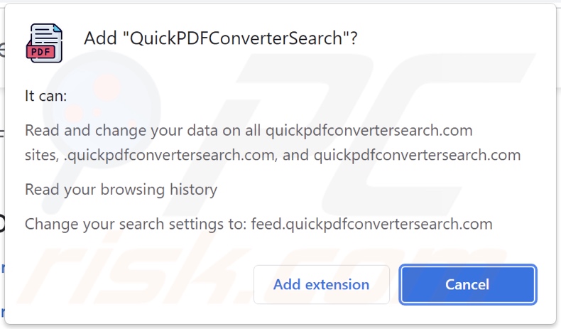 Porywacz przeglądarki QuickPDFConverterSearch proszący o uprawnienia