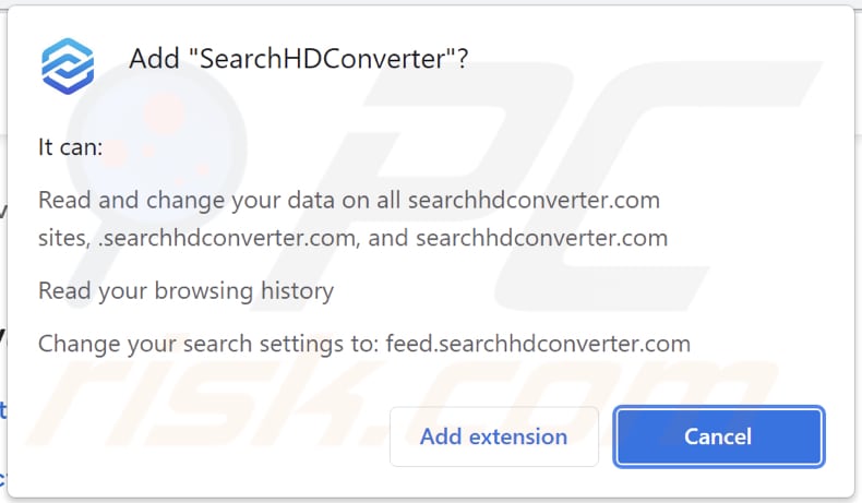 Powiadomienie przeglądarki SearchHDConverter