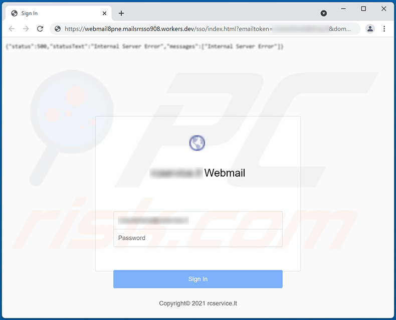 Strona phishingowa promowana poprzez spam o tematyce oczekującej poczty