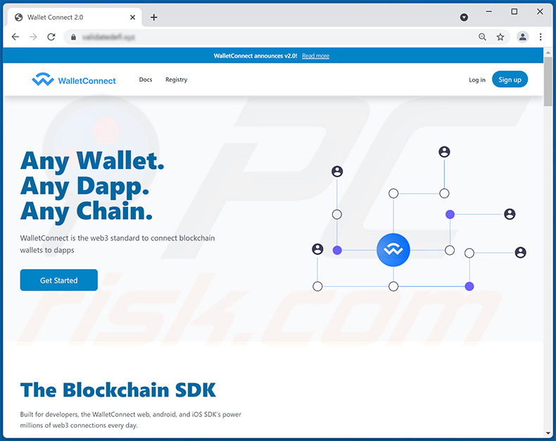 Oszukańcza strona o tematyce WalletConnect - validatedefi.xyz