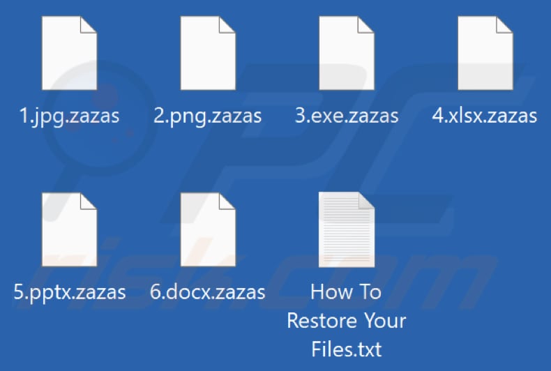Pliki zaszyfrowane przez ransomware Zazas (rozszerzenie .zazas)