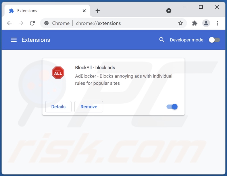 Usuwanie reklam BlockAll - block ads z Google Chrome krok 2