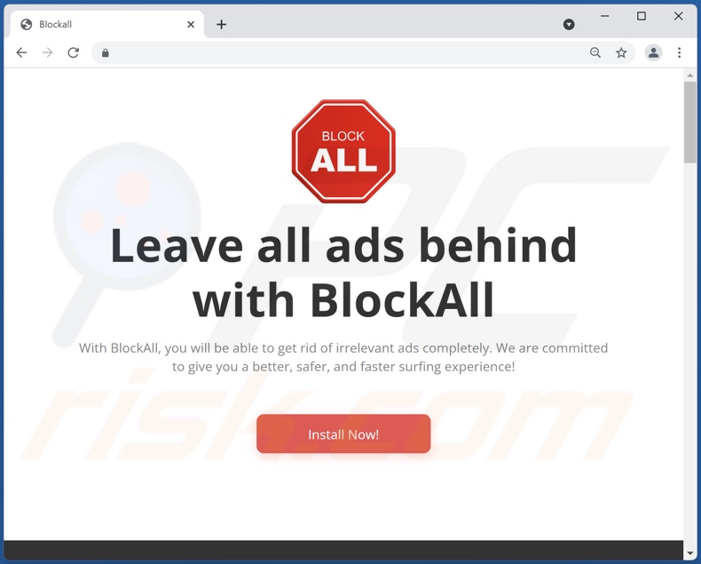Oficjalna witryna promocyjna adware BlockAll - block ads