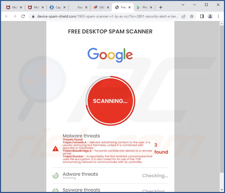 Fałszywy skan Chrome is infected with Trojan:SLocker