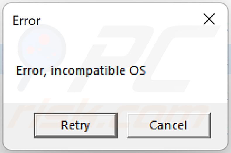 Wiadomość o błędzie ChromeLoader - niekompatybilny OS
