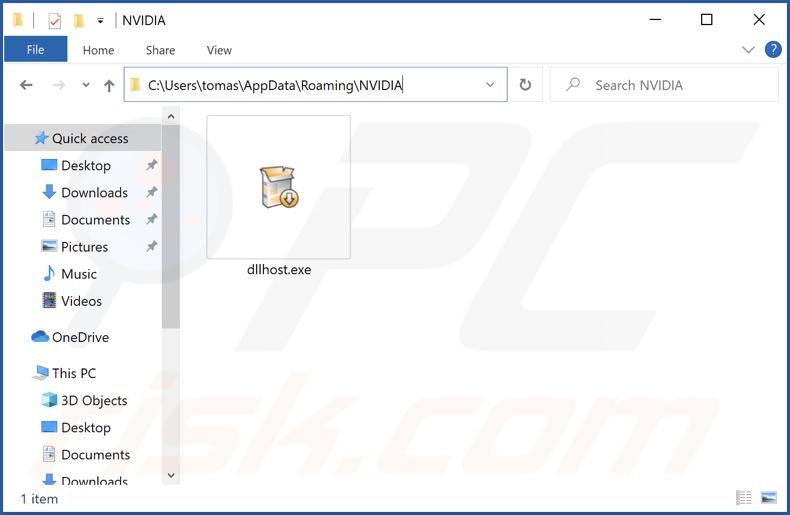 Folder instalacyjny malware dllhost.exe