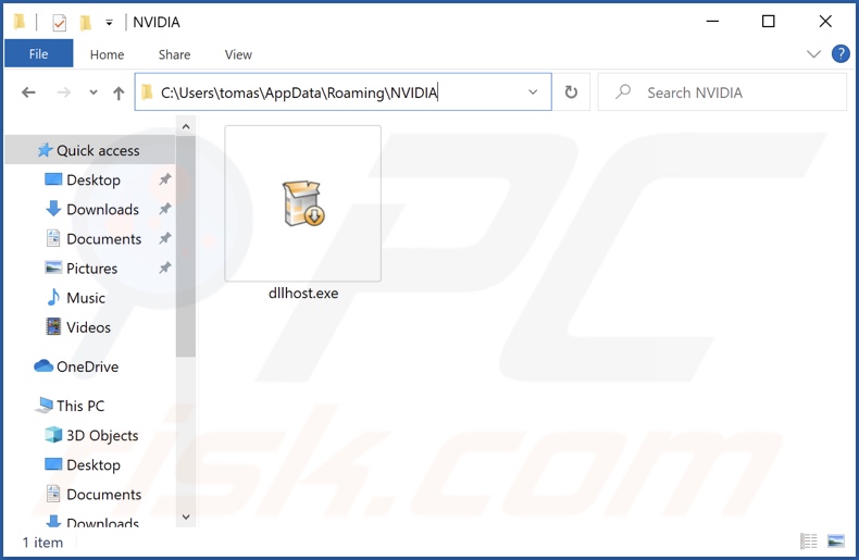 Folder instalacyjny malware dllhost.exe