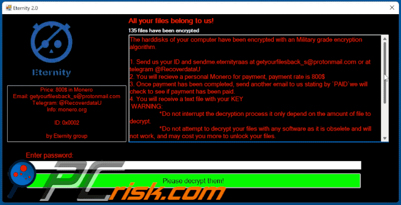 Wygląd notatki z żądaniem okupu ransomware Eternity (GIF)