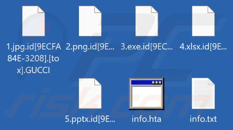 Pliki zaszyfrowane przez ransomware GUCCI (rozszerzenie .GUCCI)