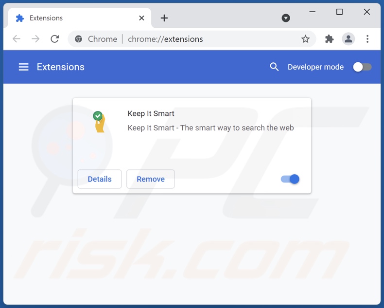 Usuwanie rozszerzeń powiązanych z keepitsmart.today z Google Chrome