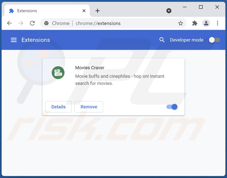 Usuwanie adware Movies Craver z Google Chrome krok 2