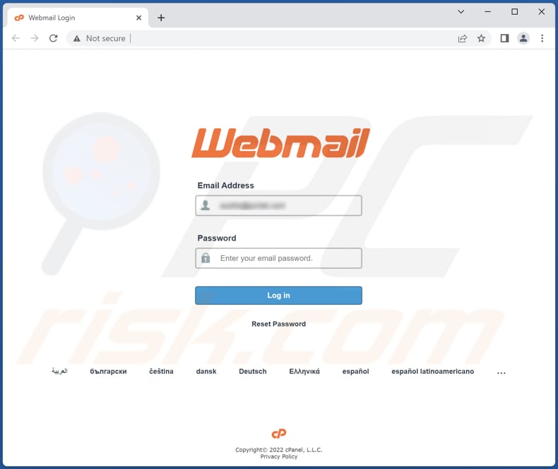 Strona phishingowa oszustwa e-mailowego your mailbox is outdated