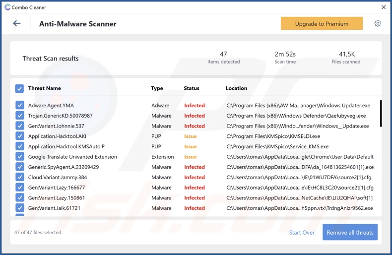 Przykłady wykrycia malware zastępującego adres portfela kryptowalutowego