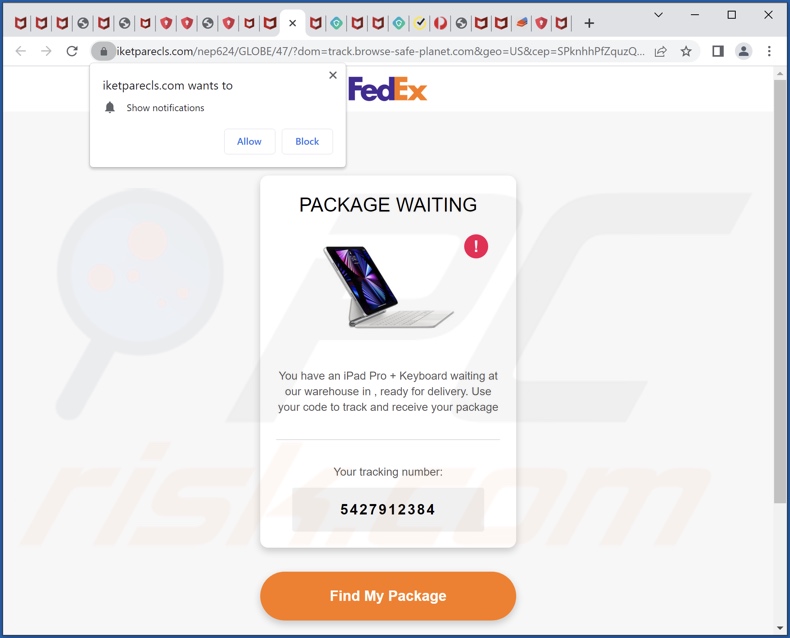 Oszustwo FedEx PACKAGE WAITING