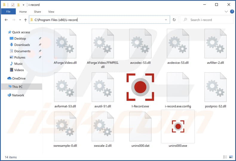 Folder instalacyjny niechcianej aplikacji i-record