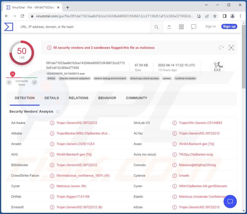 Wykryte złośliwe oprogramowanie Keona Clipper na VirusTotal