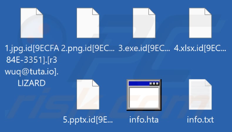 Pliki zaszyfrowane przez ransomware LIZARD (rozszerzenie .LIZARD)
