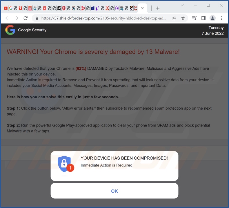 1 oszustwo promowane na shield-fordesktop[.]com