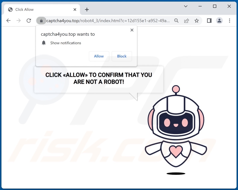 Przekierowania pop-up captcha4you[.]top