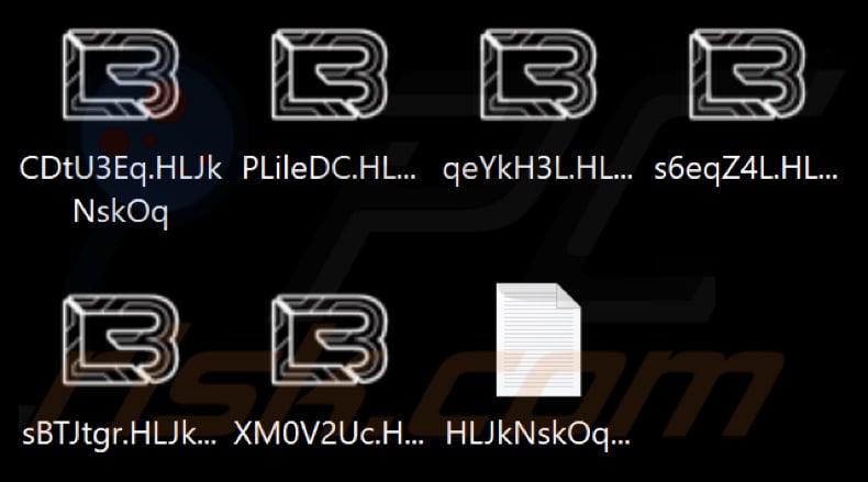 Pliki zaszyfrowane przez ransomware LockBit 3.0 (losowe rozszerzenie)
