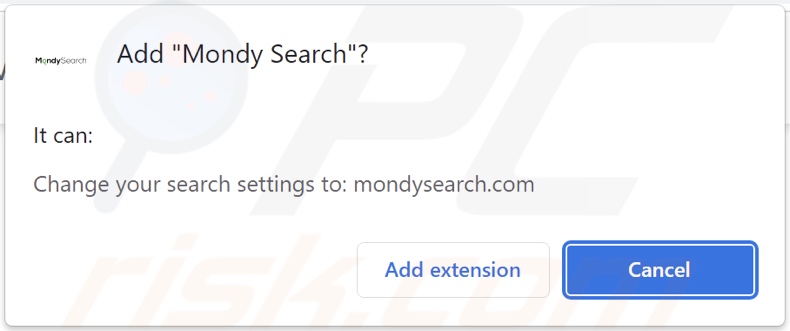 Porywacz przeglądarki Mondy Search proszący o uprawnienia