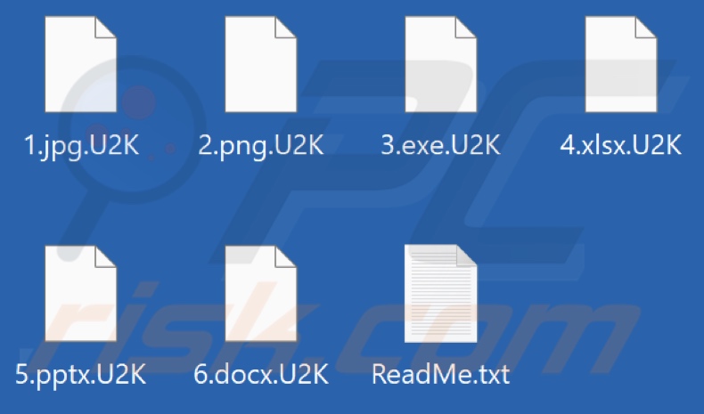 Pliki zaszyfrowane przez ransomware U2K (rozszerzenie .U2K)