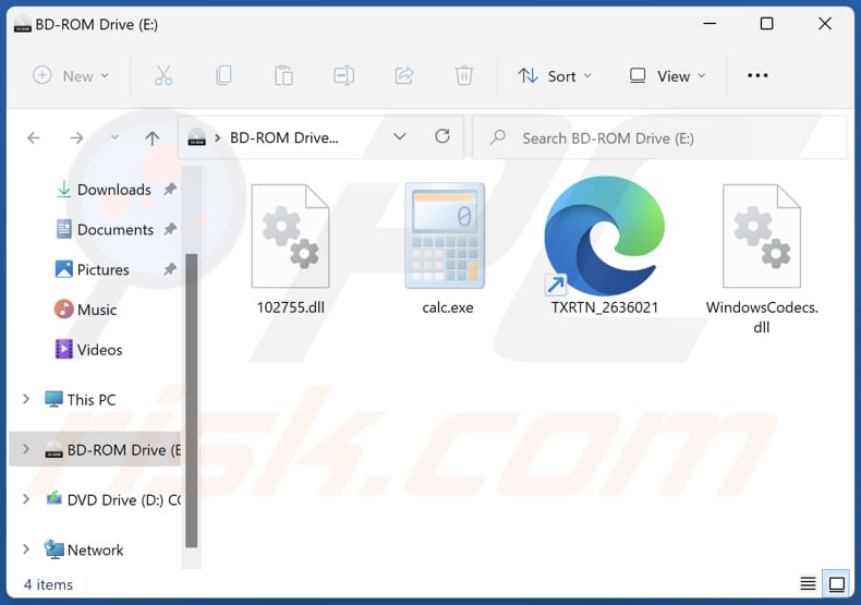 Zawartość złośliwego pliku iso malware windows calculator