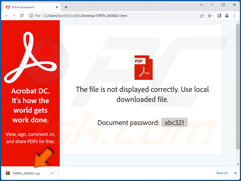 Plik html malware windows calculator używany do dystrybucji