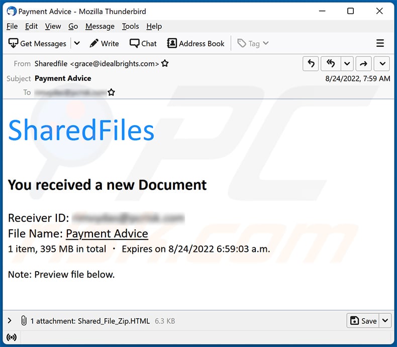 Oszustwo e-mailowe SharedFiles (2022-08-25)