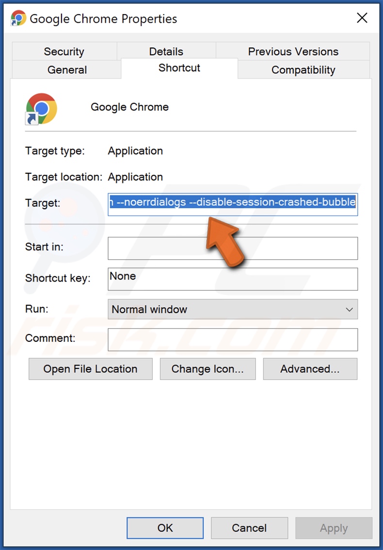 Porywacz przeglądarki Extension Settings zmienił skrót docelowy Chrome
