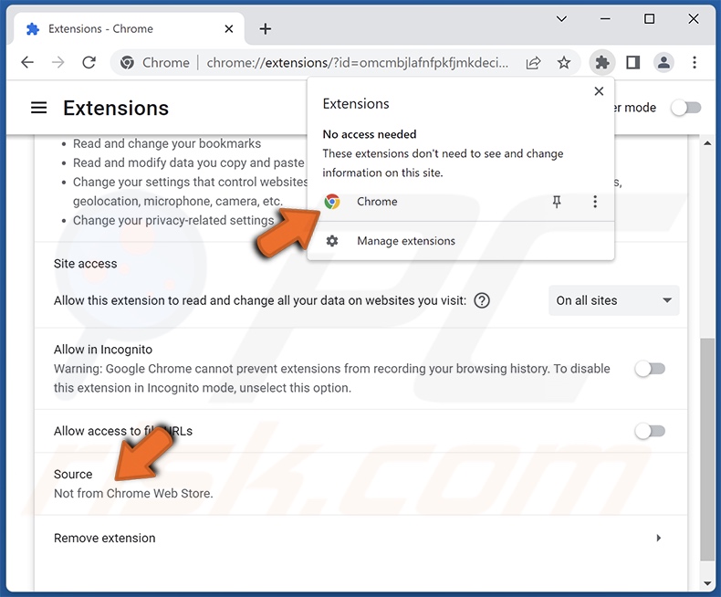 Fałszywe rozszerzenie Chrome