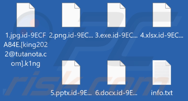 Pliki zaszyfrowane przez ransomware K1ng (rozszerzenie .k1ng)