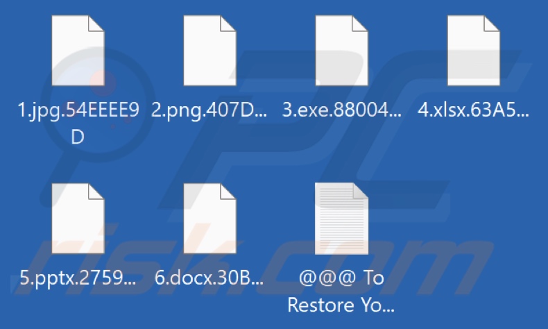 Pliki zaszyfrowane przez ransomware Rever (rozszerzenie z losowego ciągu znaków)