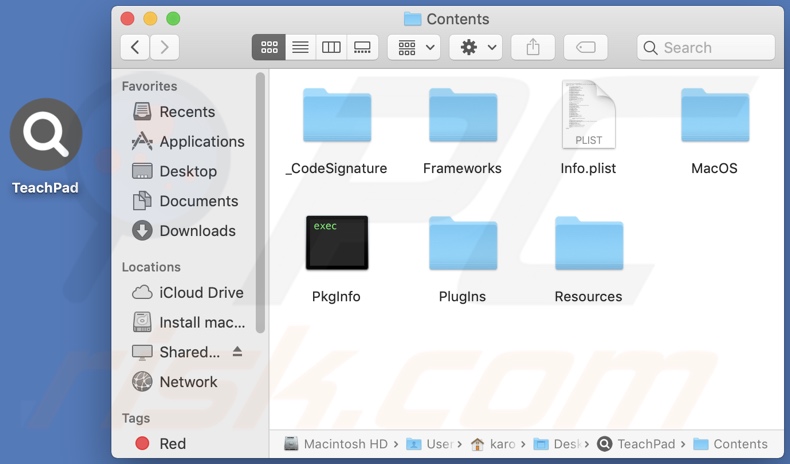 Folder instalacyjny adware TeachPad
