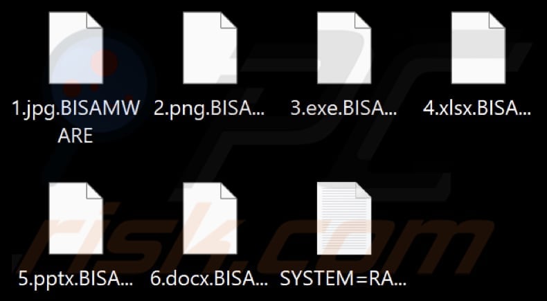Pliki zaszyfrowane przez ransomware BISAMWARE (rozszerzenie . BISAMWARE)