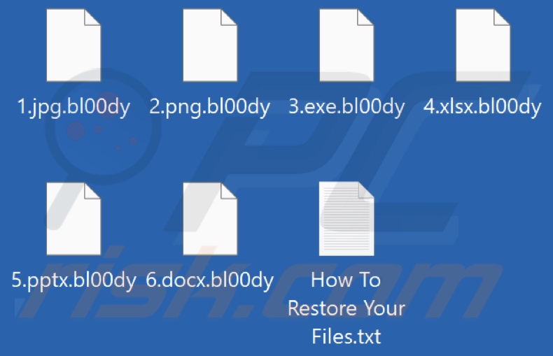 Pliki zaszyfrowane przez ransomware Bl00dy (rozszerzenie .bl00dy)