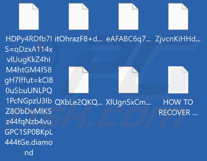 Pliki zaszyfrowane przez ransomware Diamond (rozszerzenie .diamond)
