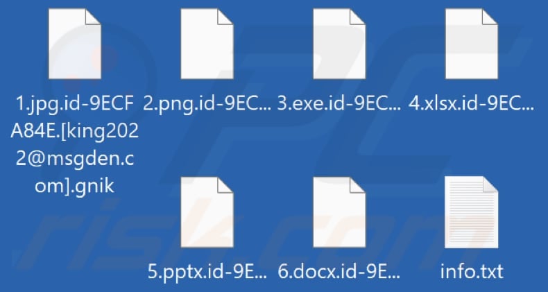 Pliki zaszyfrowane przez ransomware Gnik (rozszerzenie .gnik)